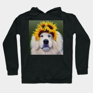 Great Pyrenees with Sunflower Crown Hoodie